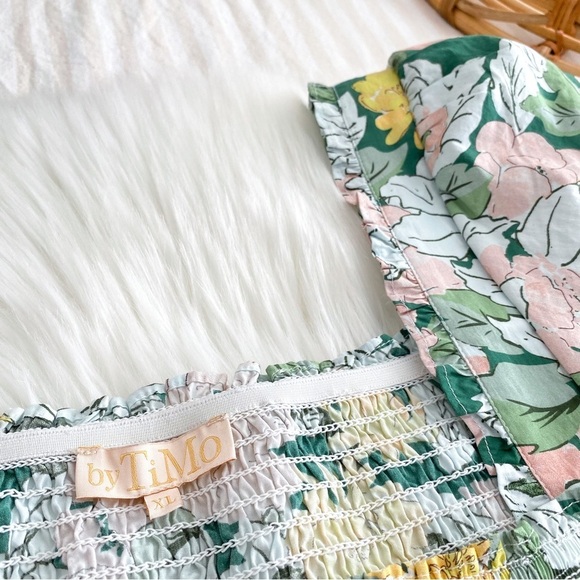 NEW ByTimo Festive Cotton Smocking Smocked Dress Dandelion Floral Puff Sleeves - Picture 9 of 14